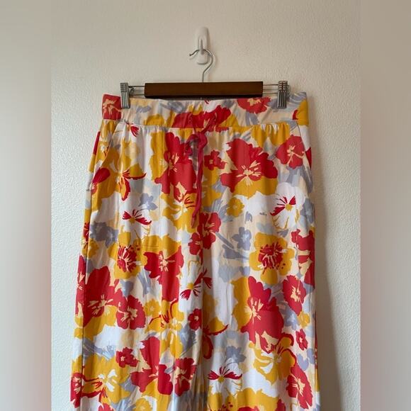 Cuddl Duds Colorful Floral Pull On Capri Summer Travel Casual Pajama Pants Med - Picture 2 of 7